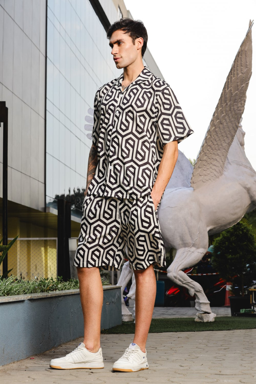 Hexa Maze Black Printed Co-ord Set
