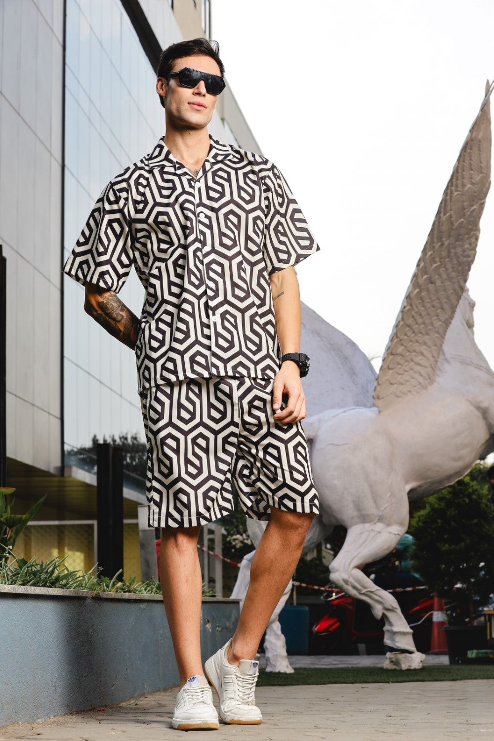 Hexa Maze Black Printed Co-ord Set