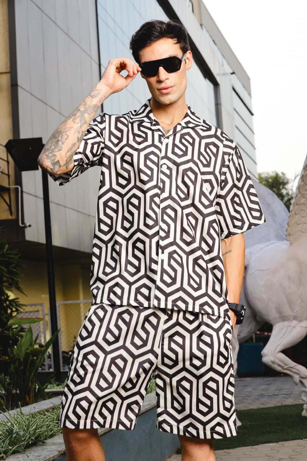 Hexa Maze Black Printed Co-ord Set