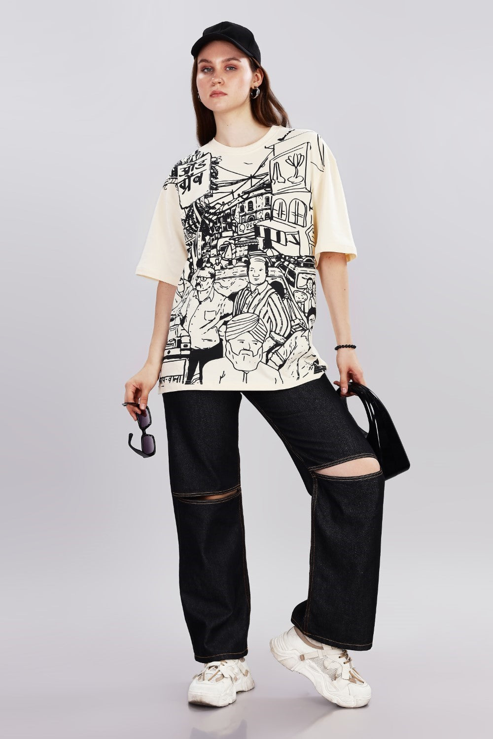 Bazar Echo Oversized Cream T-shirt