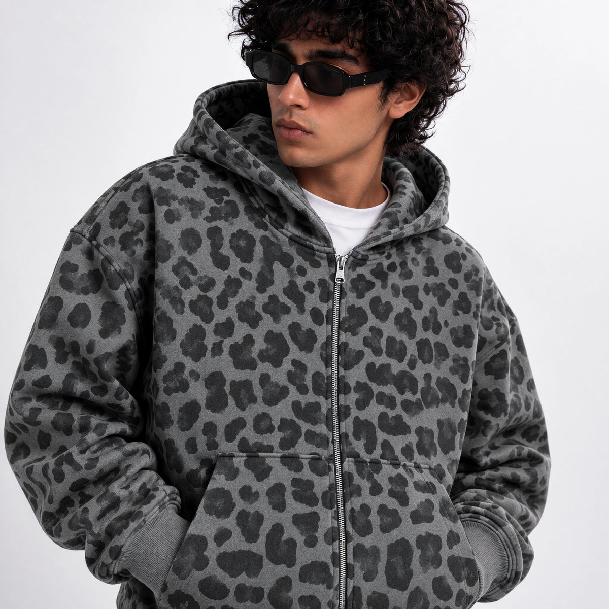 Shadow Leopard Zip Hoodie