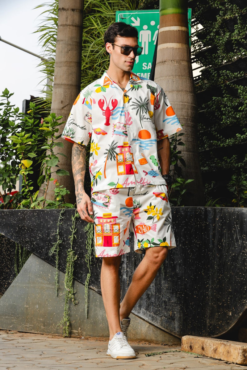 Amalfi Escape Printed Co-ord Set – Vibrant Vacation Mode