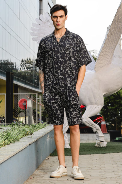 Abstract Black Printed Co-ord Set