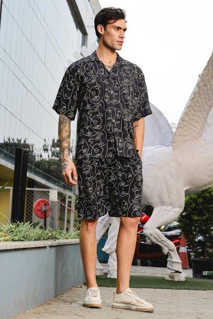 Abstract Black Printed Co-ord Set