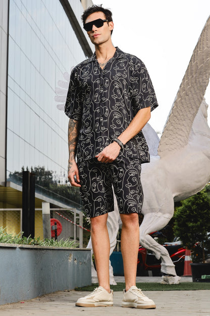 Abstract Black Printed Co-ord Set