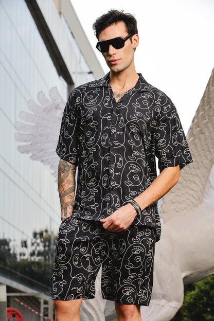 Abstract Black Printed Co-ord Set