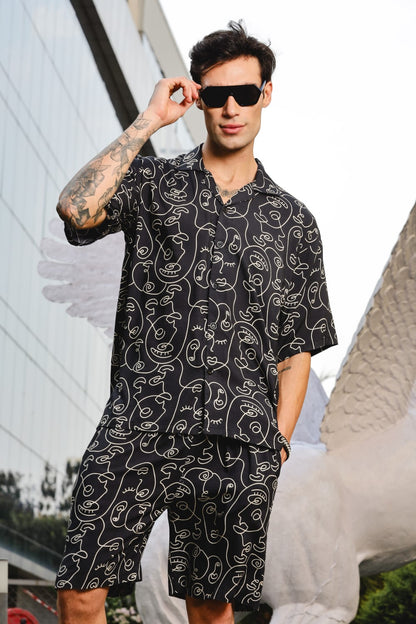 Abstract Black Printed Co-ord Set