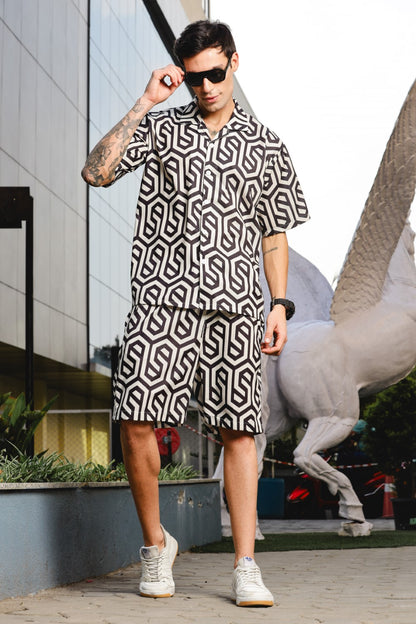 Hexa Maze Black Printed Co-ord Set