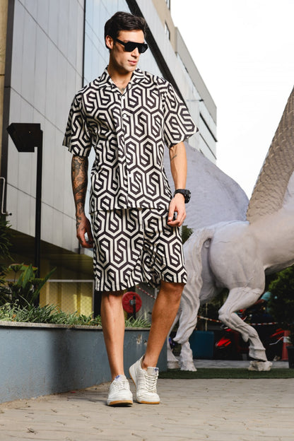 Hexa Maze Black Printed Co-ord Set