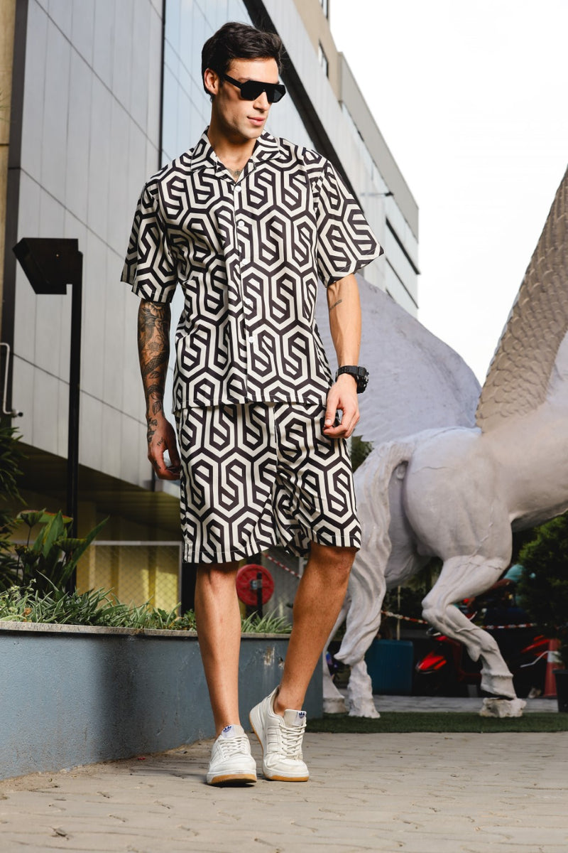 Hexa Maze Black Printed Co-ord Set