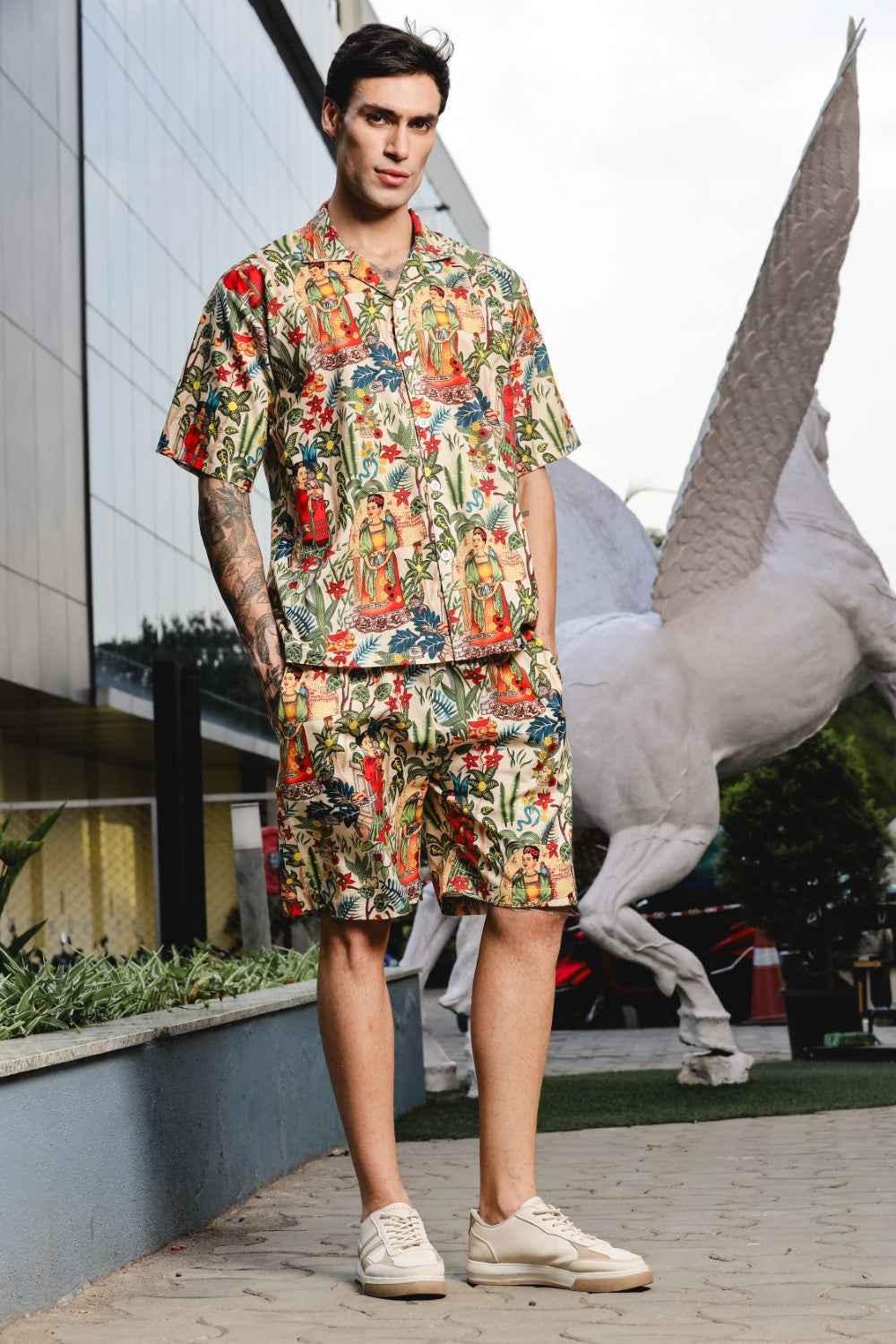 Heritage Bloom Beige Co-ord Set – Art Meets Culture