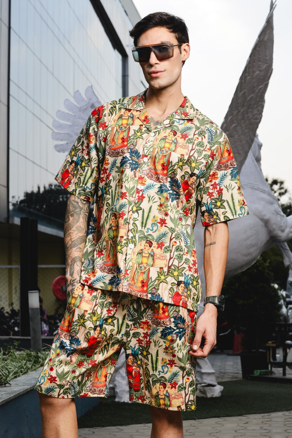 Heritage Bloom Beige Co-ord Set – Art Meets Culture