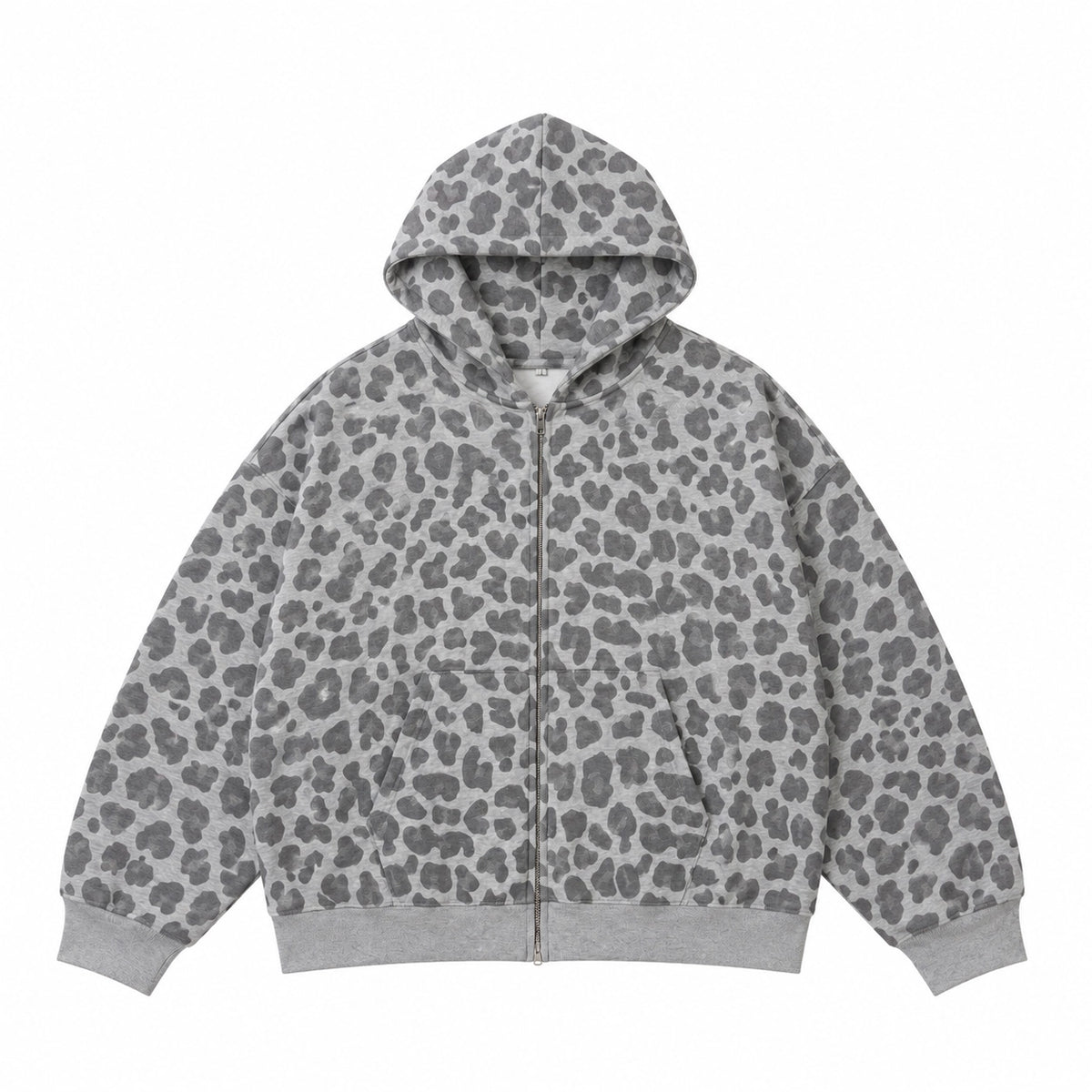 Grey Leopard Zip Hoodie