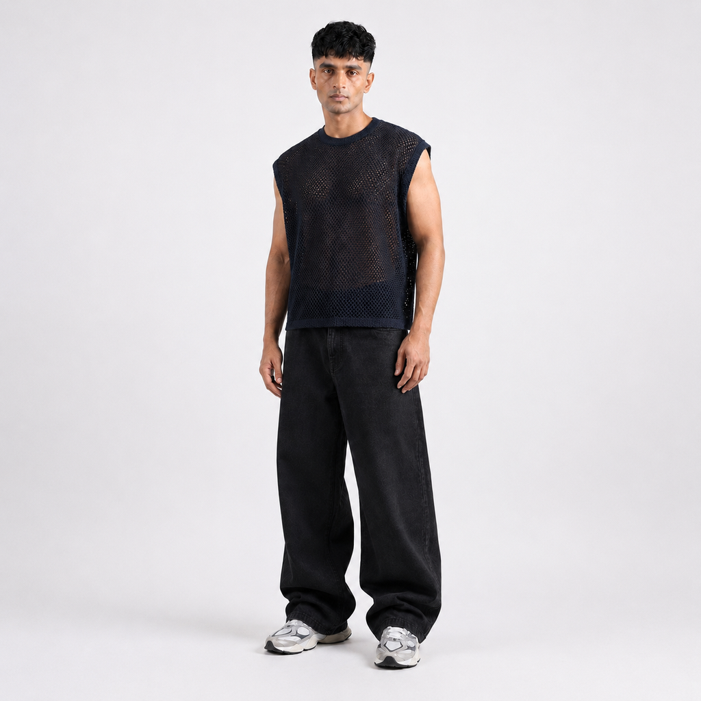 Black Mesh Tank Top