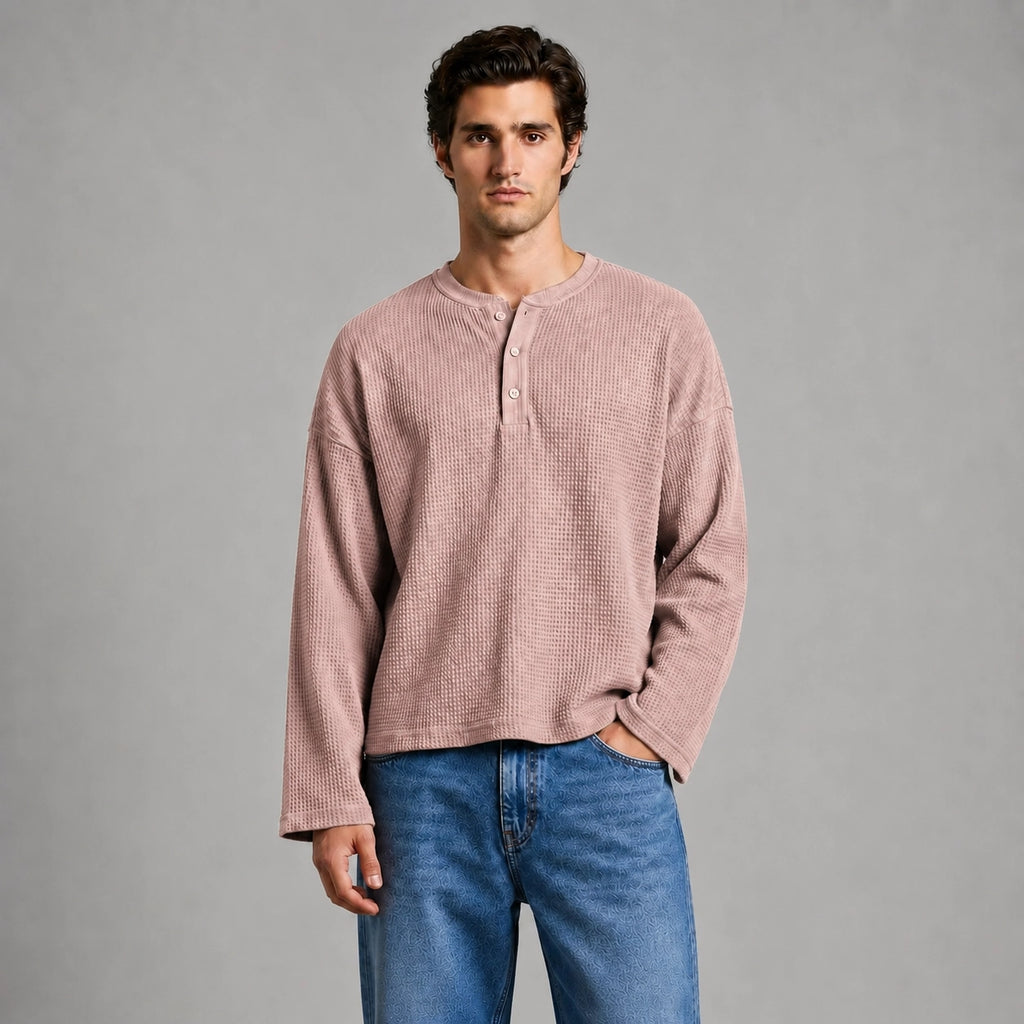 Beige Waffle Henley