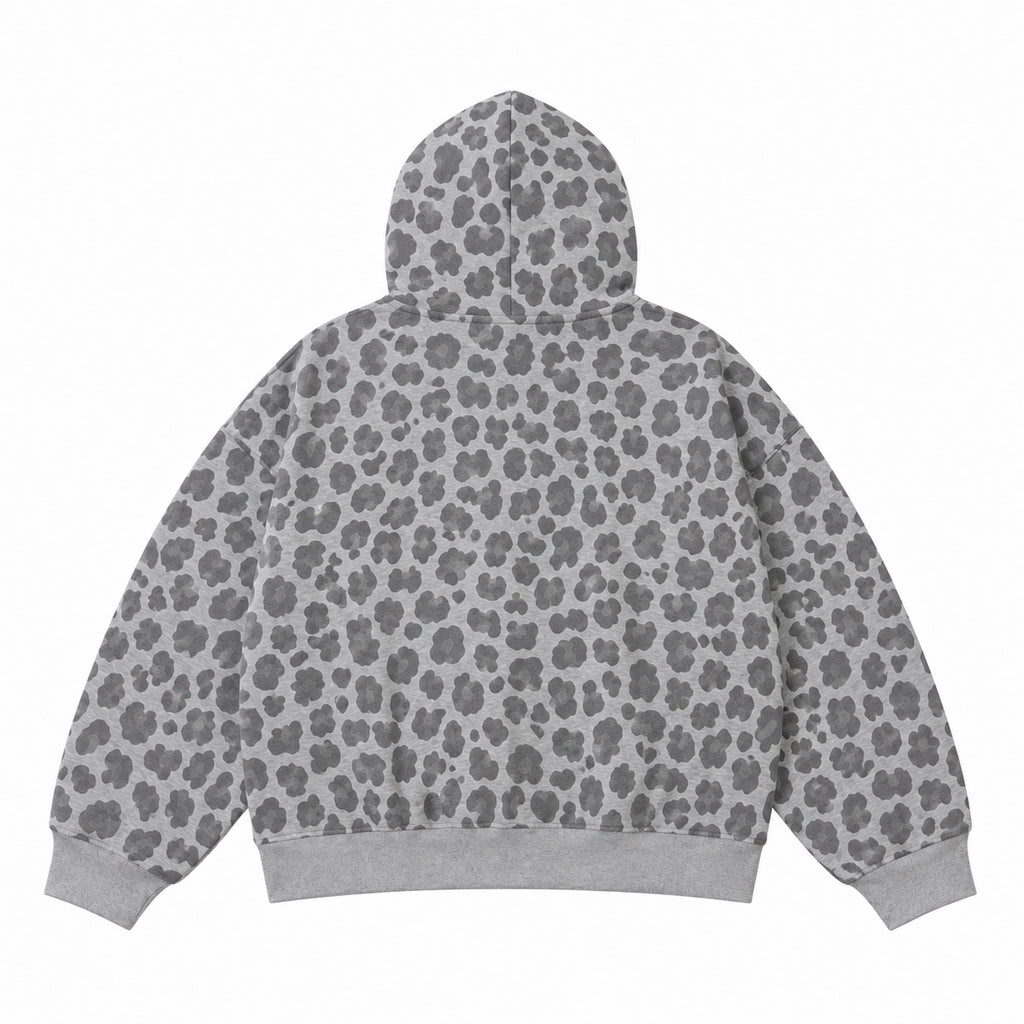 Grey Leopard Zip Hoodie