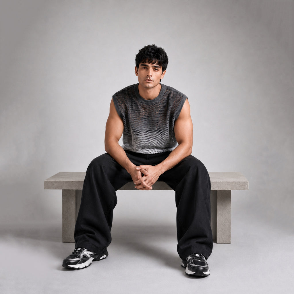 Grey Mesh Tank Top