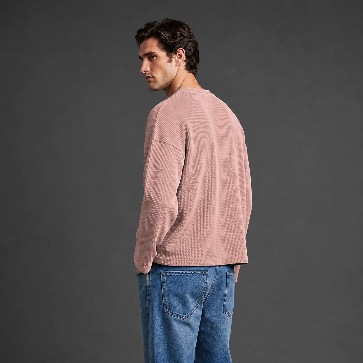 Beige Waffle Henley