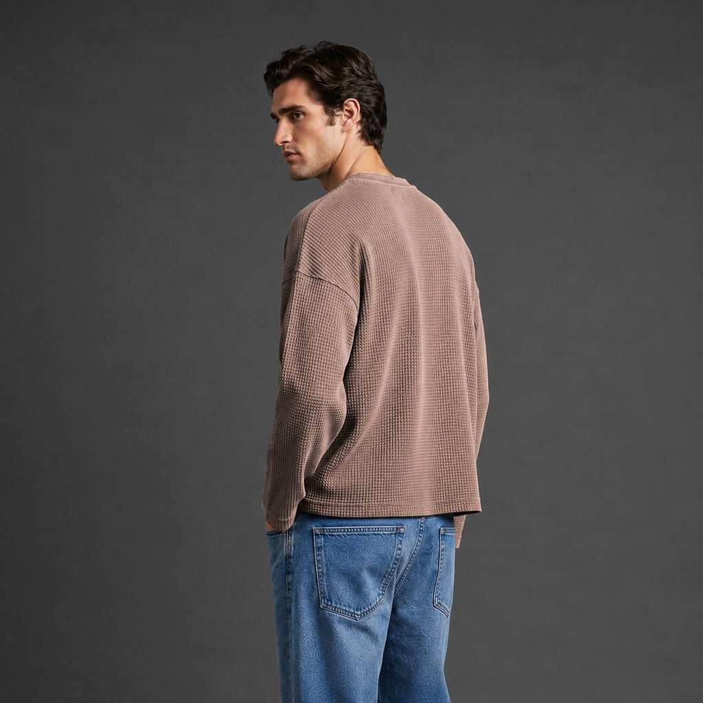 Beige Waffle Henley