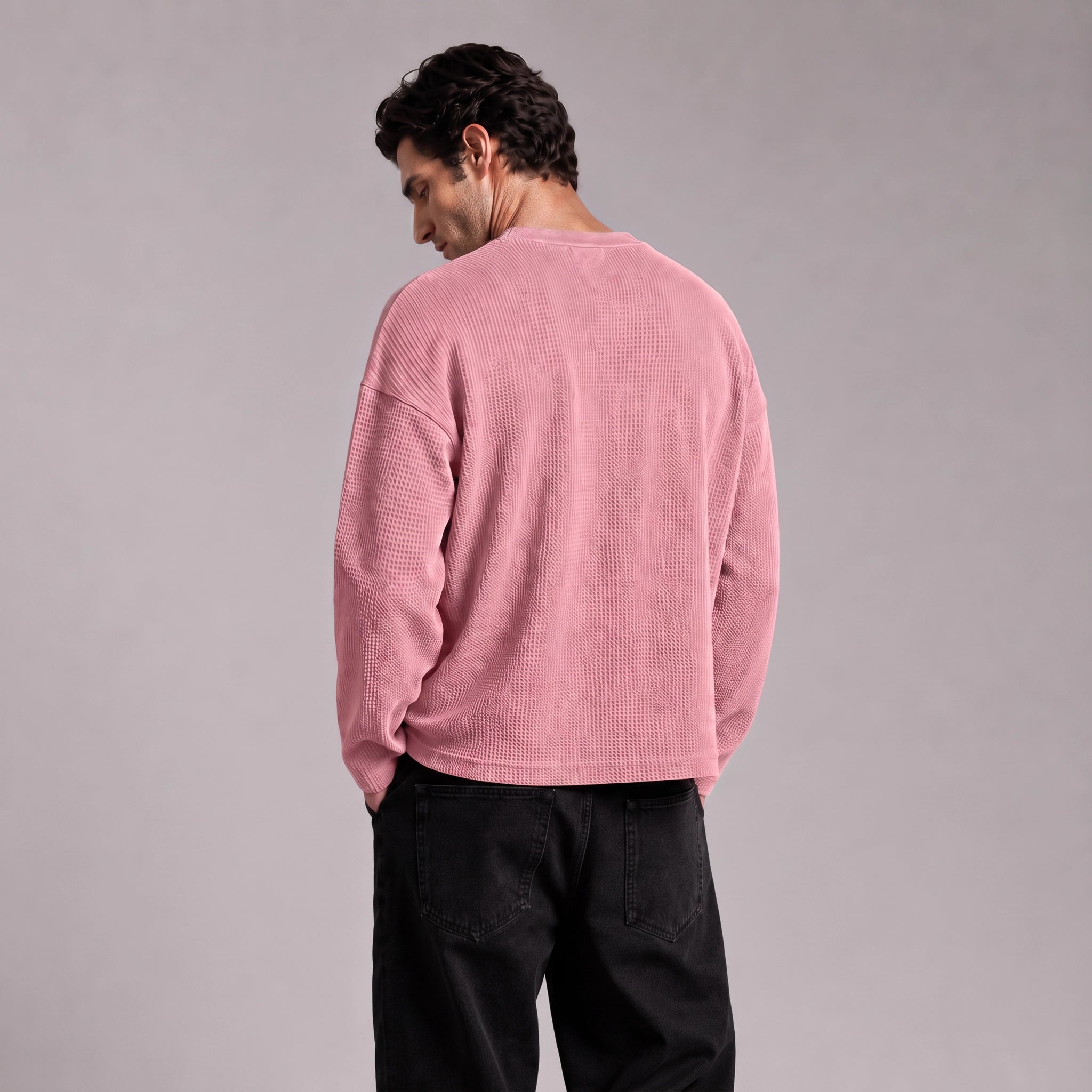 Pink Waffle Henley