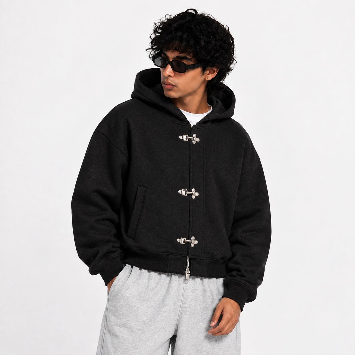 Frost Clasp Hoodie  Black