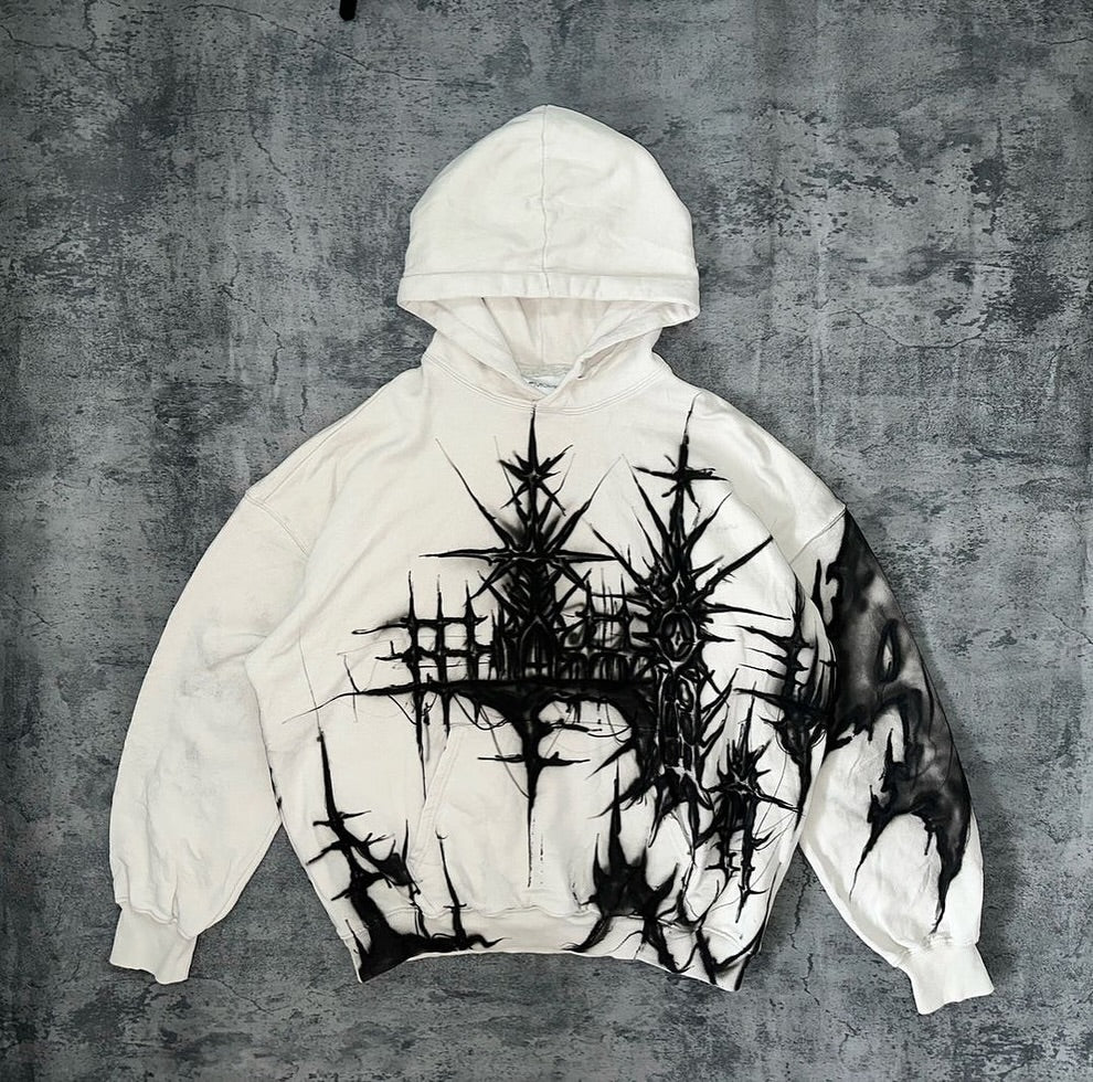 Rock Print Spiked Hoodie モヒカンパーカー Venom Spikes Hoodie – Oddgrab