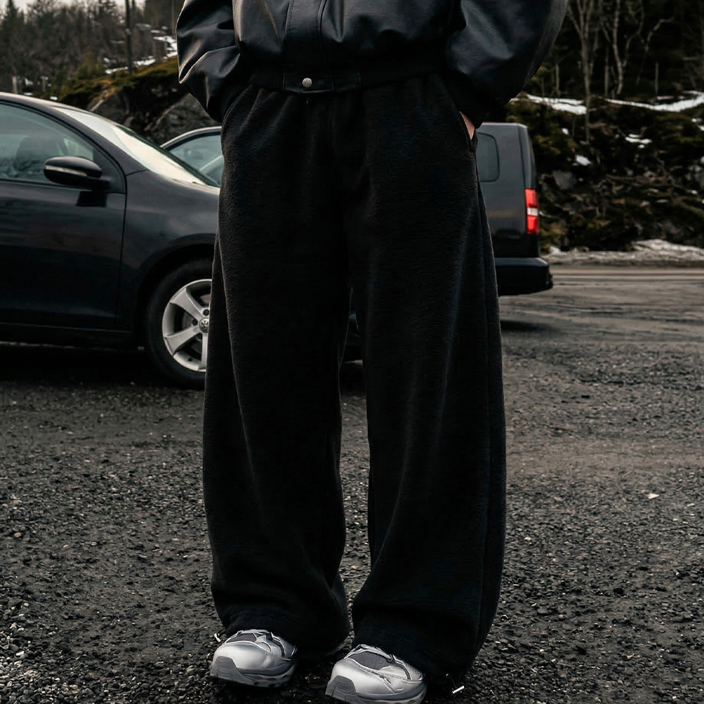 Record Baggy Black Sweatpants