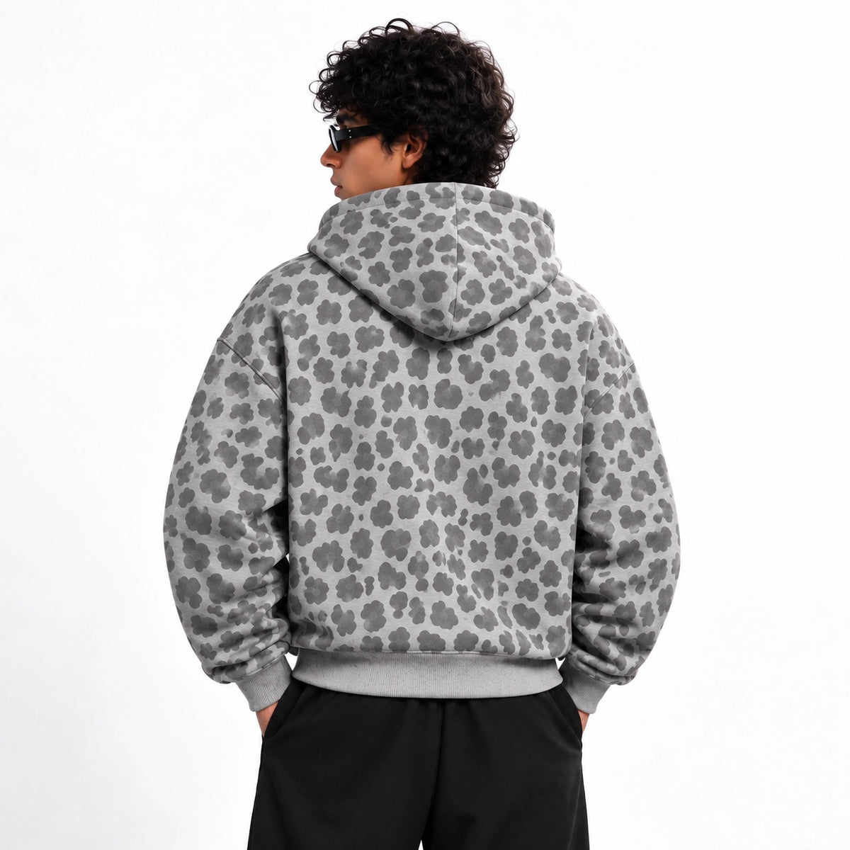 Grey Leopard Zip Hoodie