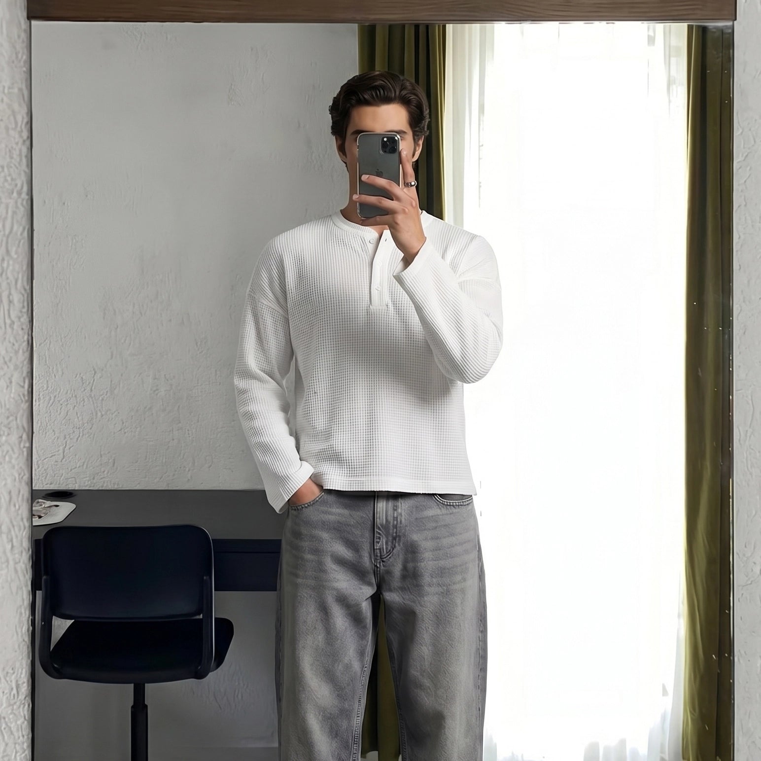 Classic White Henley