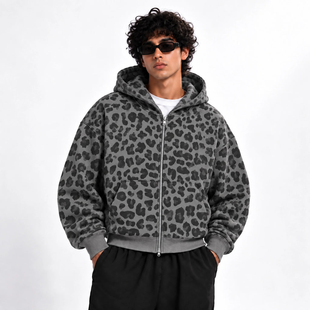 Shadow Leopard Zip Hoodie