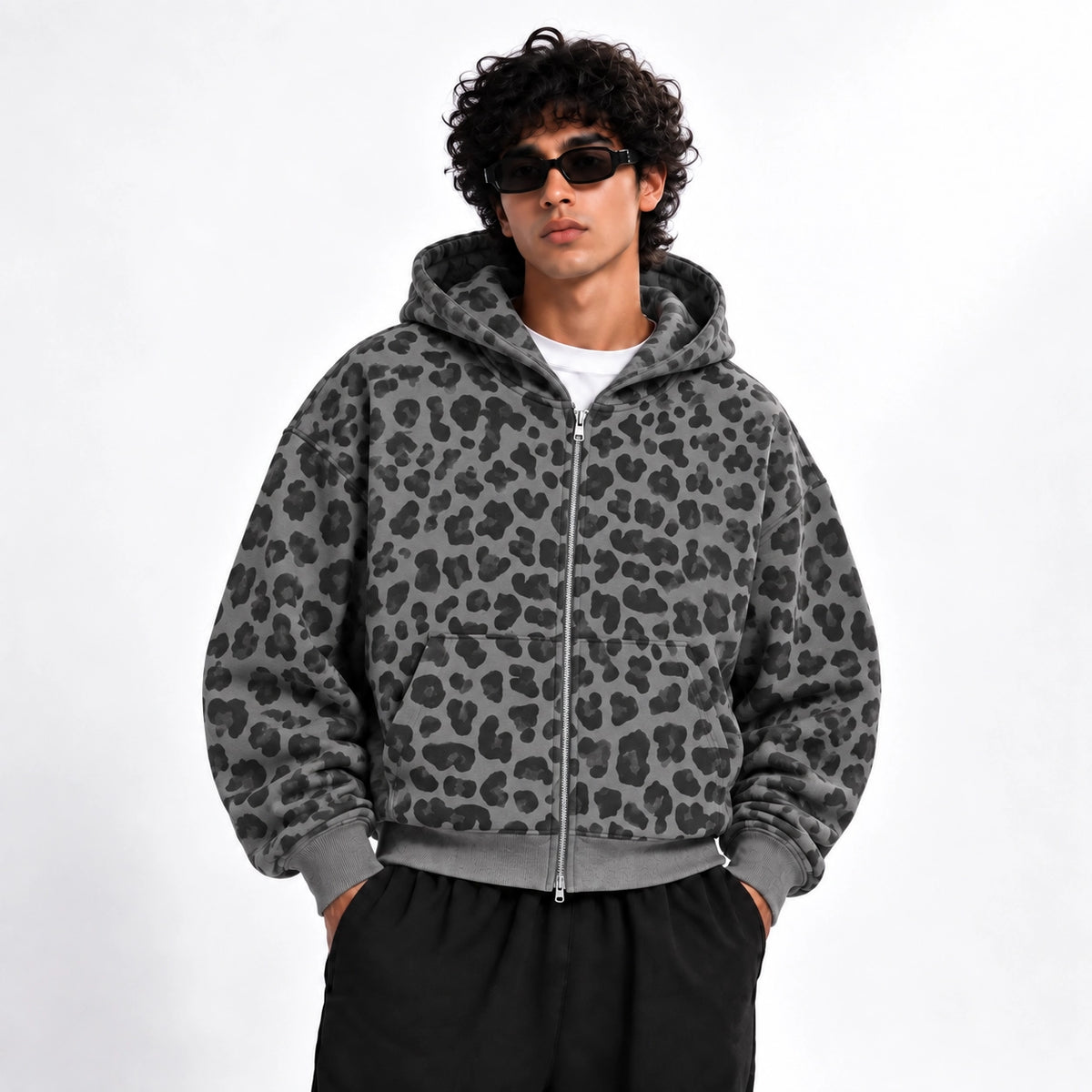 Shadow Leopard Zip Hoodie