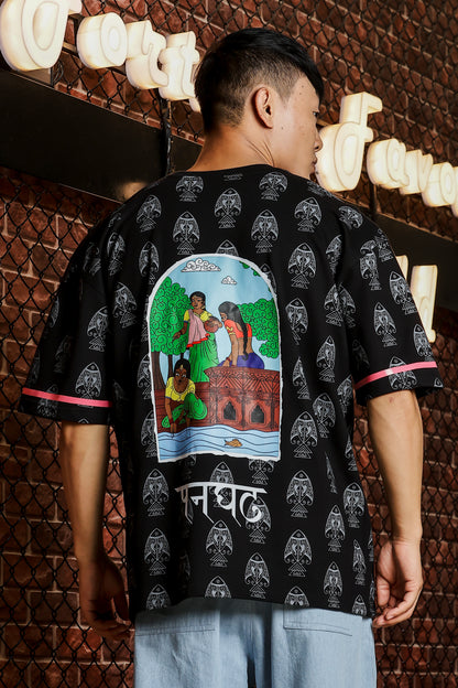 Panghat Oversized Black T-shirt