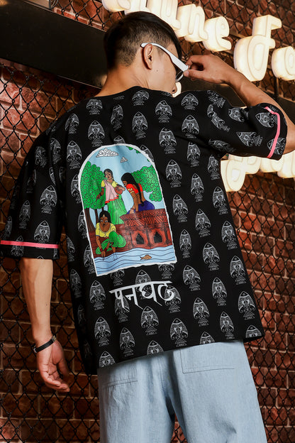 Panghat Oversized Black T-shirt