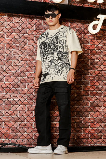 Bazar Echo Oversized Cream T-shirt