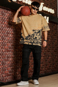 Indian Streetscape Oversized Beige T-shirt
