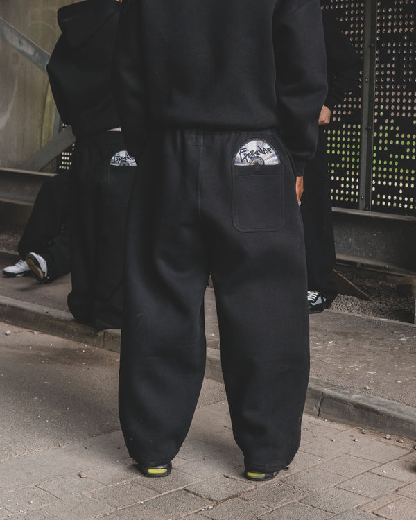 Record Baggy Black Sweatpants