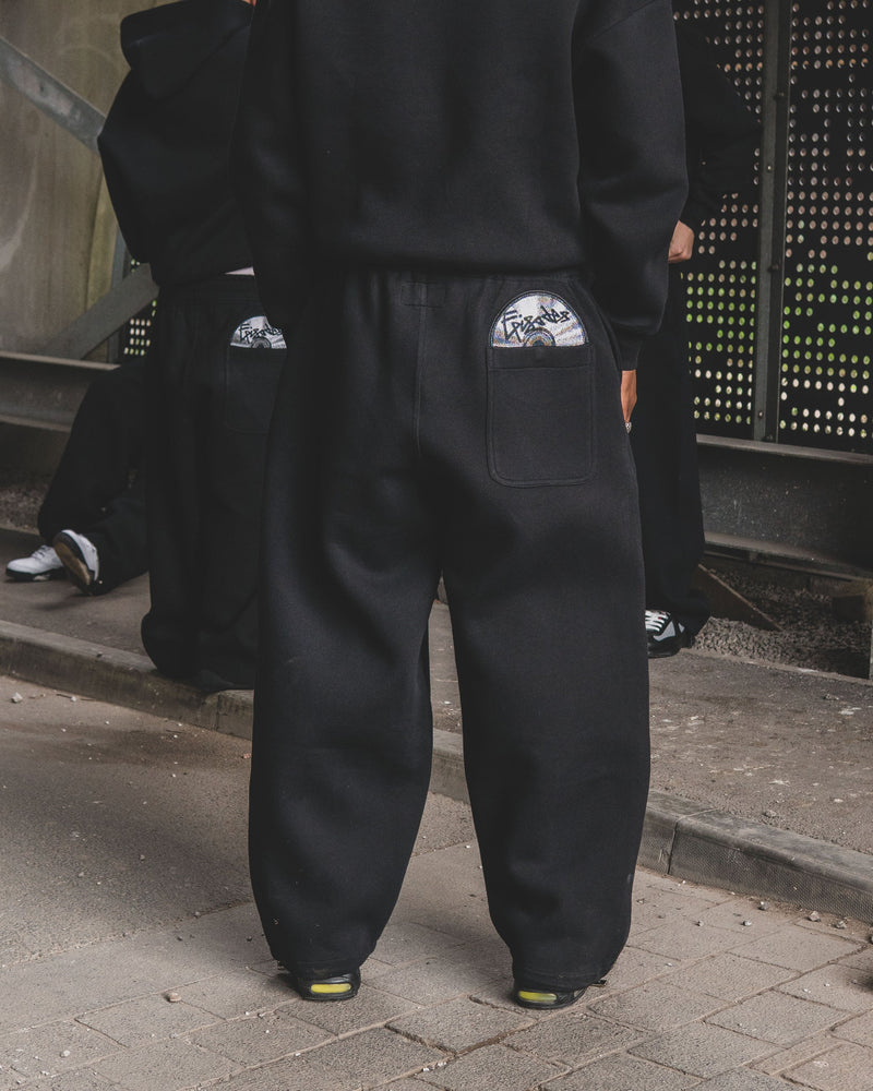 Record Baggy Black Sweatpants
