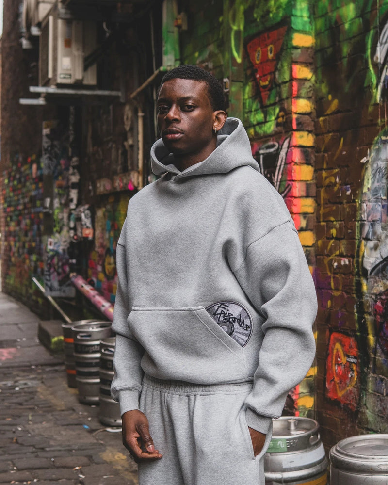 Record Baggy Hoodie Black