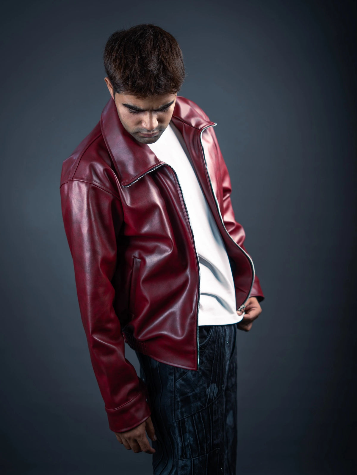 Oxblood Leather Bomber Jacket