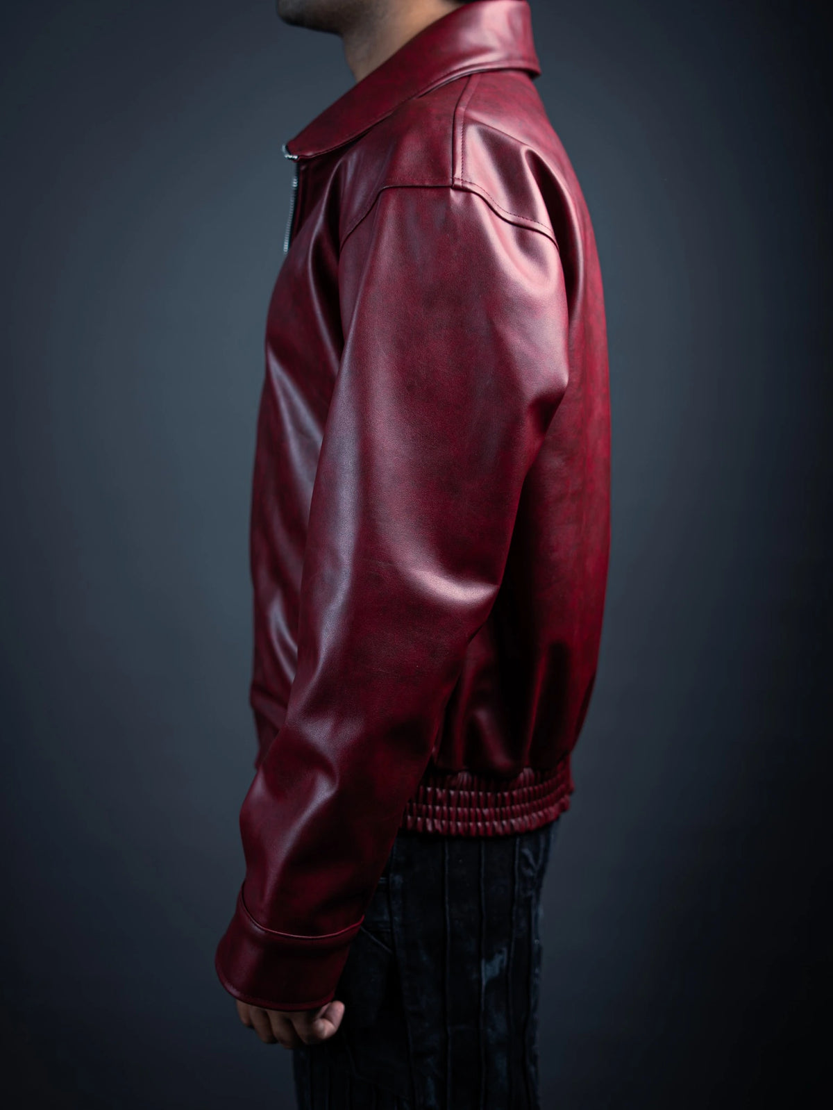 Oxblood Leather Bomber Jacket