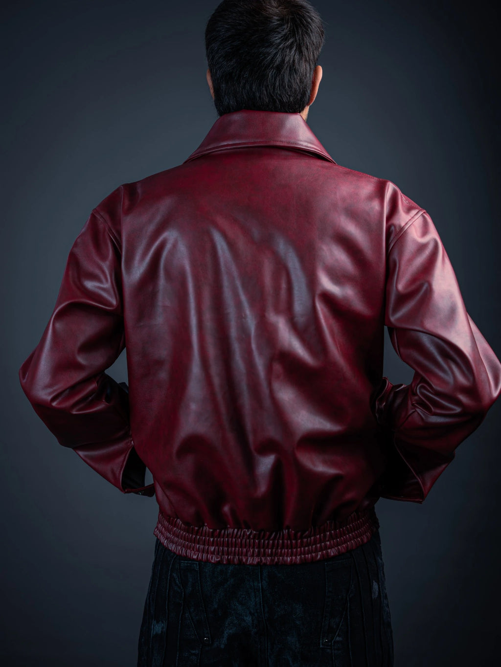 Oxblood Leather Bomber Jacket