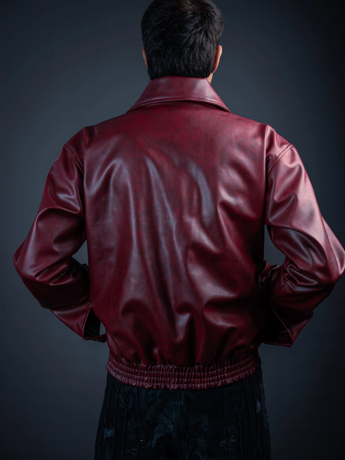 Oxblood Leather Bomber Jacket