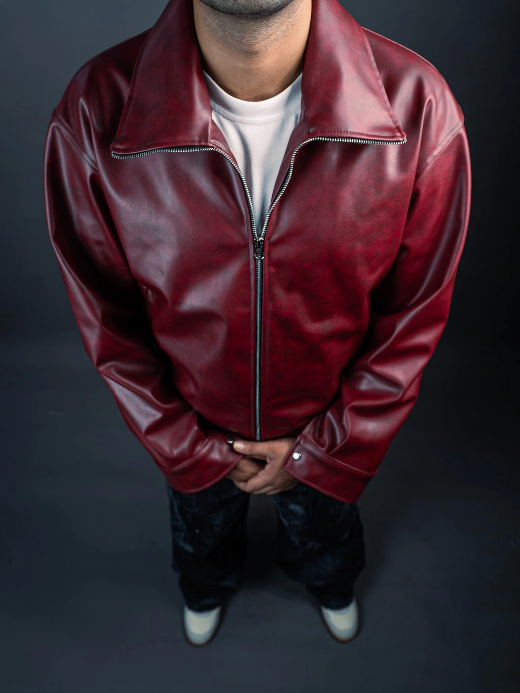 Oxblood Leather Bomber Jacket