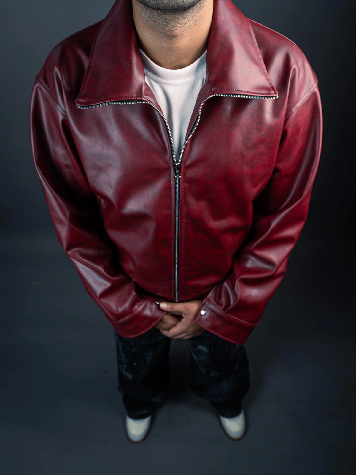 Oxblood Leather Bomber Jacket