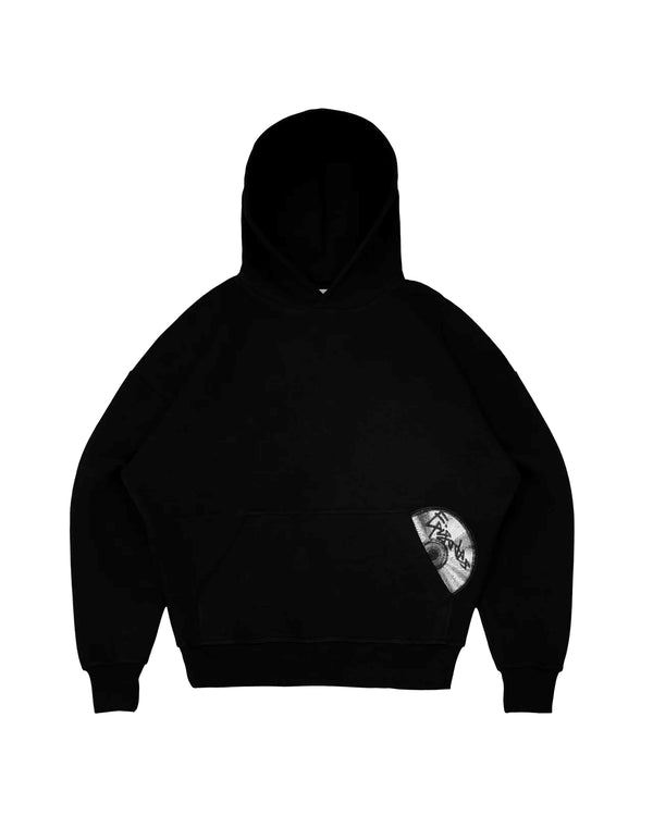 Record Baggy Hoodie Black