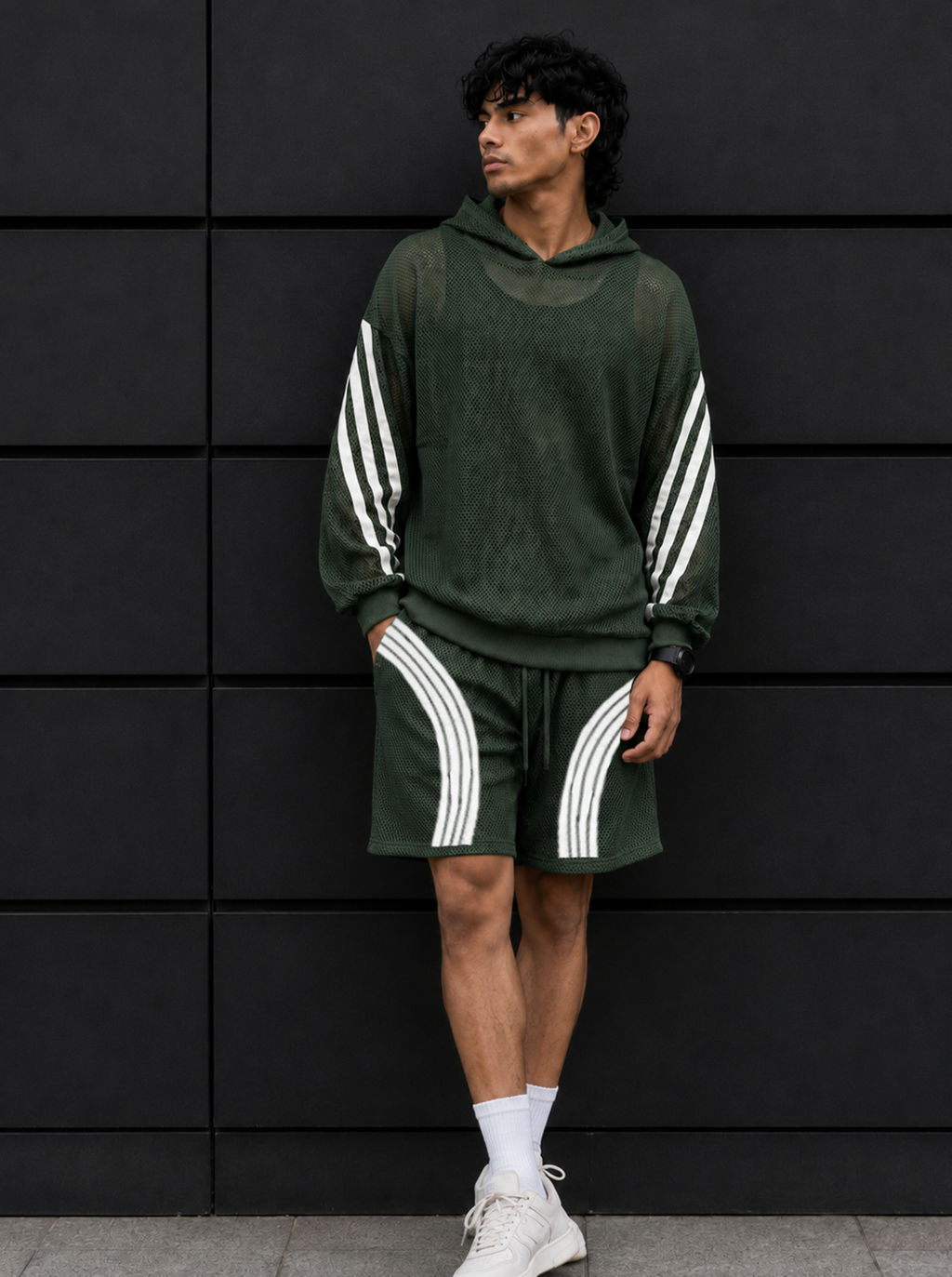 GREEN MESH SHORTS