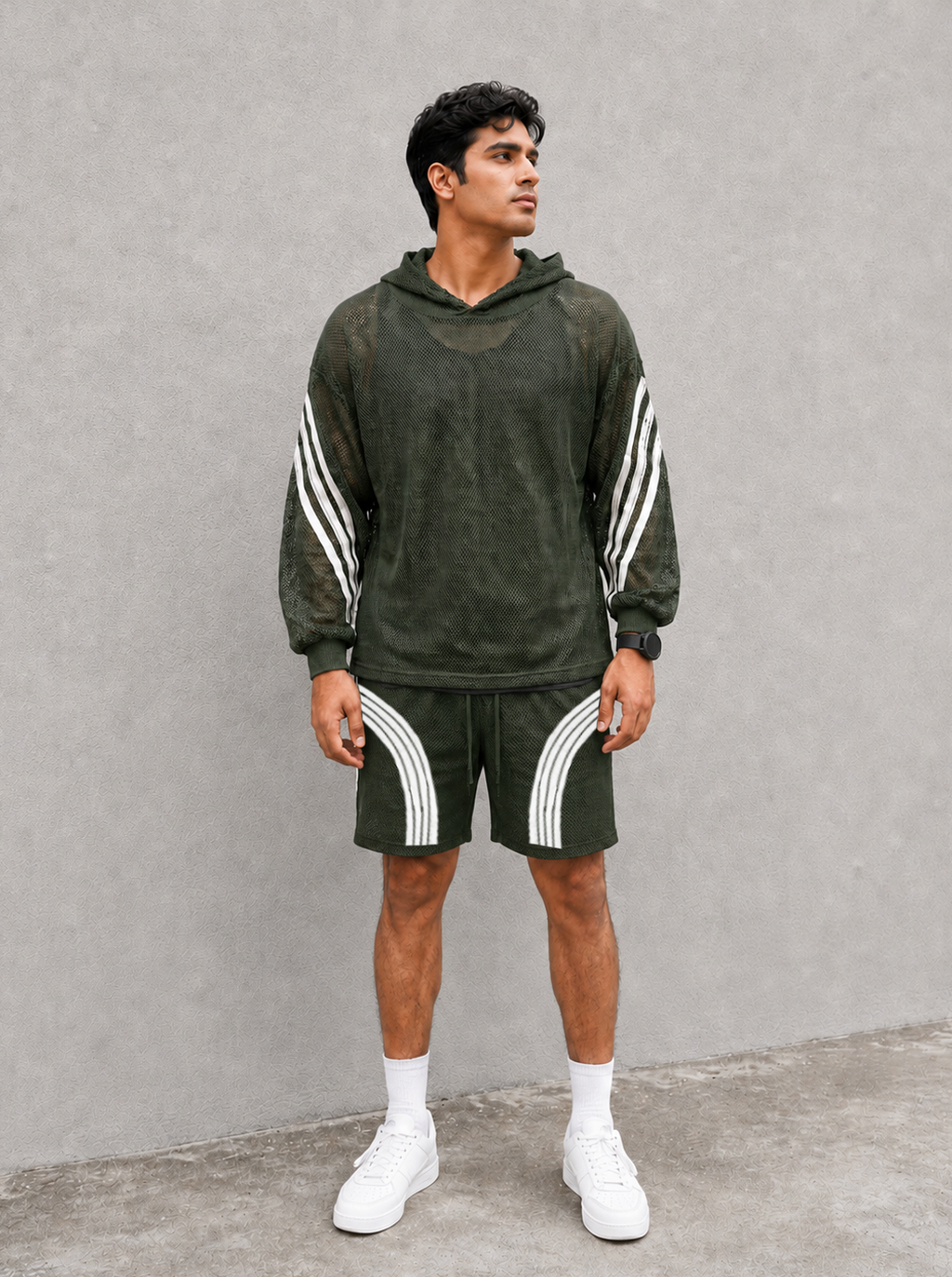 GREEN MESH SHORTS