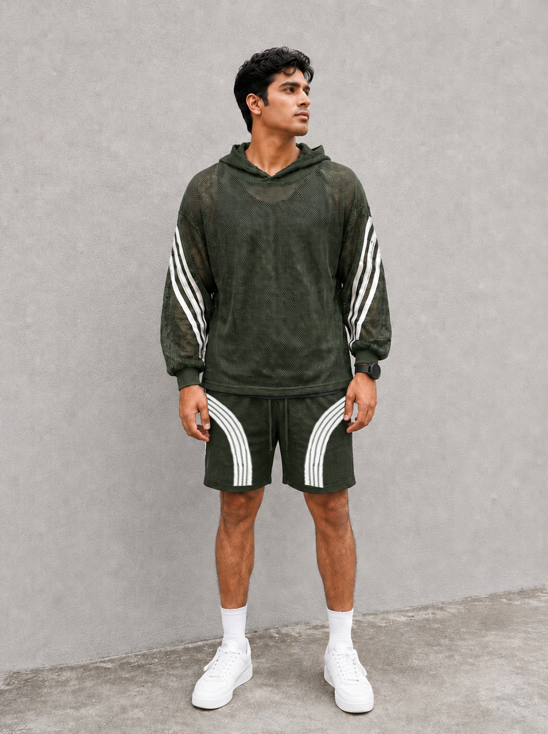GREEN MESH SHORTS