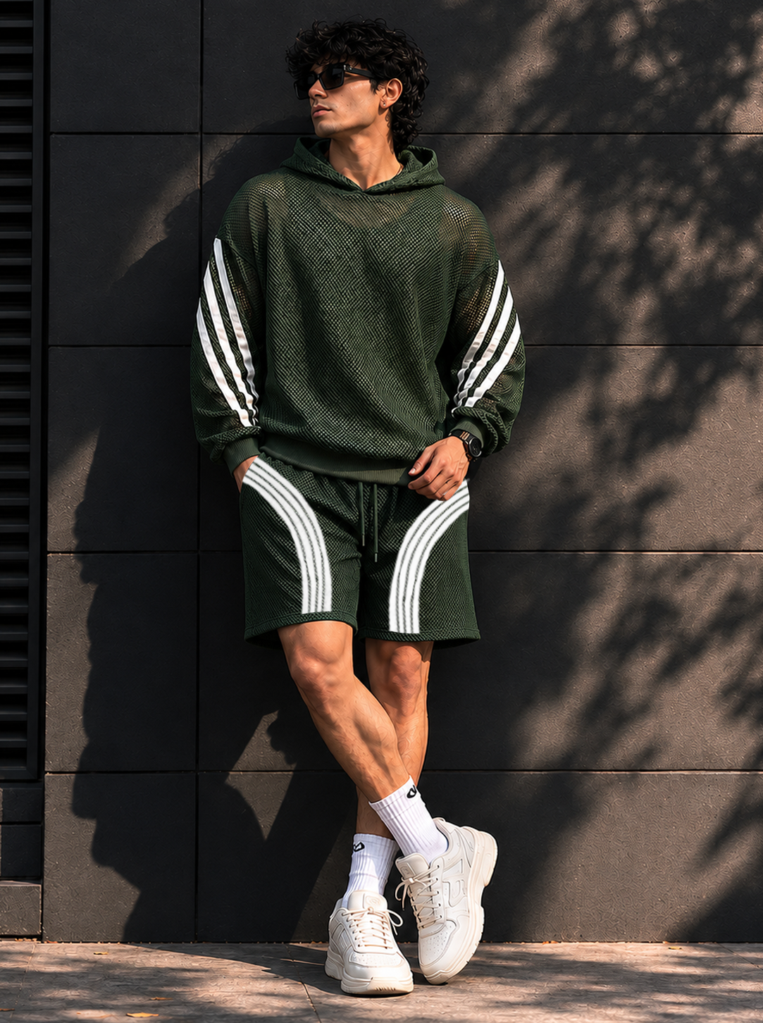 GREEN MESH SHORTS