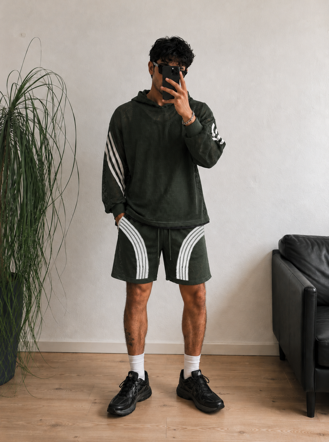 GREEN MESH SHORTS
